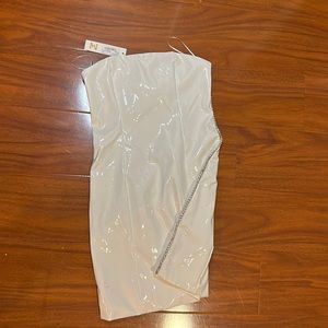 White strapless leather dress